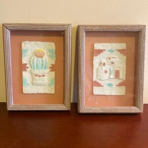 Pair of Southwest Boho wall hangings pictures vintage